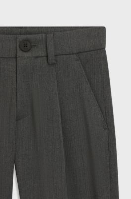 Kids' suit trousers in stretch herringbone fabric, Black