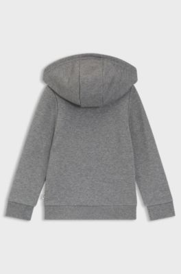 Felpa con cappuccio per bambini in pile con zip e monogramma Double B, Grigio scuro