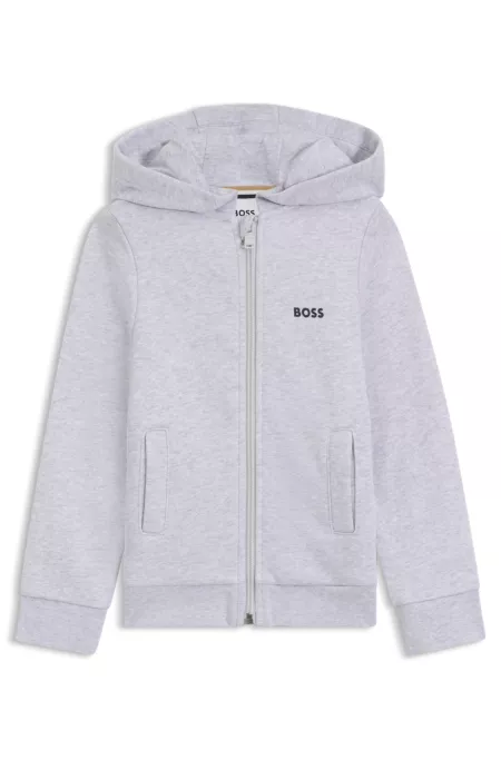 Sweat à capuche zippé en coton mélangé avec logo imprimé pour enfant
