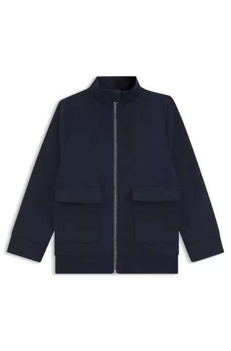 Kids-Cardigan mit Reißverschluss und Logo-Stickerei