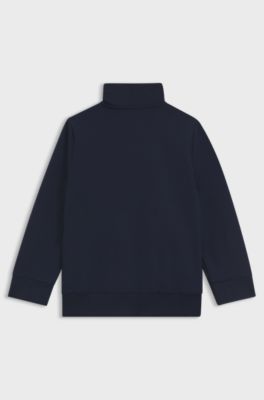 Cardigan til b&oslash;rn med lynl&aring;s og broderet logo, M&oslash;rkebl&aring;