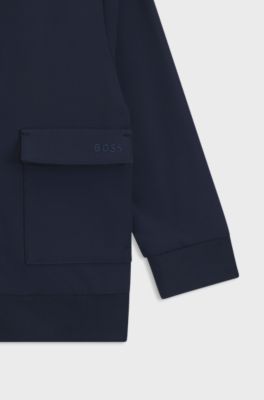 Kids' zip-up cardigan with embroidered logo, Dark Blue