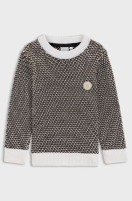 Kindertrui van driekleurig gebreide katoen, Zwart