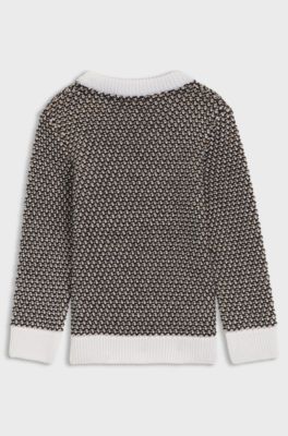 Maglione da bambini in cotone lavorato a maglia in tre tonalit&agrave;, Nero