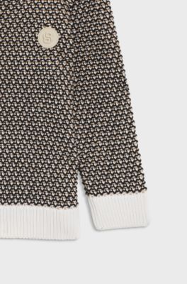 Kindertrui van driekleurig gebreide katoen, Zwart