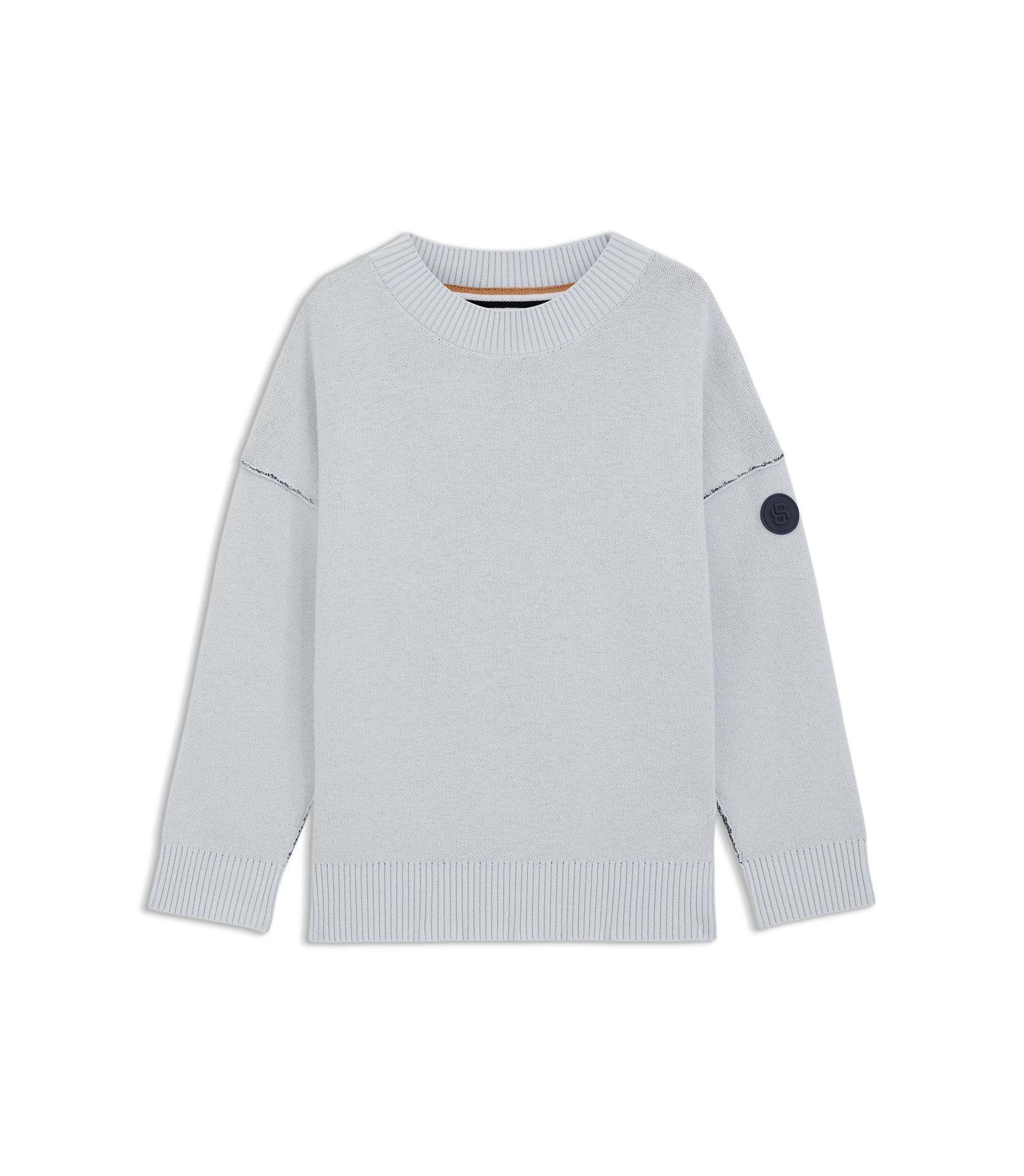 BOSS - Kids' knit sweater with Double B monogram - Light Blue