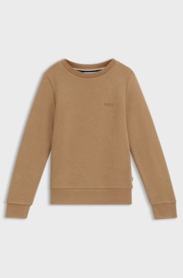 Kids' sweatshirt in cotton-blend fleece with logo print, Brown