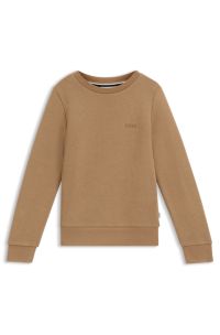 Sweatshirt voor kinderen van fleece van een katoenmix met logoprint, Bruin
