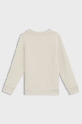 Kids' sweatshirt in cotton-blend fleece with logo print, Light Beige