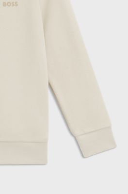 Sweatshirt f&ouml;r barn i bomullsblandning med tryckt logga, Ljusbeige
