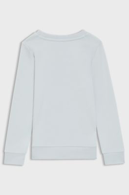Kids' sweatshirt in cotton-blend fleece with logo artwork, Light Blue