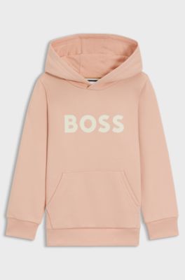 Kids-Fleece-Hoodie aus Baumwoll-Mix mit Logo-Print, Hellrosa
