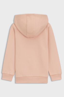 Kids' hoodie in cotton-blend fleece with logo print, light pink