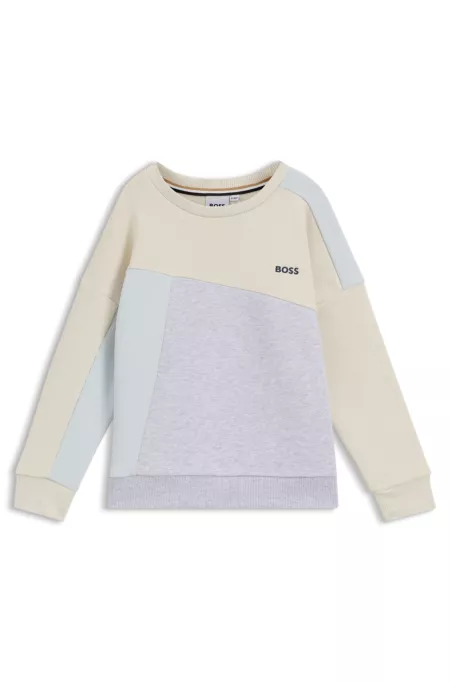 Sweat à capuche color block en polaire de coton mélangé pour enfant