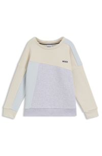 Kids' colour-block sweatshirt in cotton-blend fleece, Light Beige