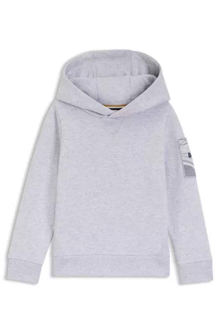 Sweat à capuche en polaire de coton mélangé à logo appliqué pour enfant