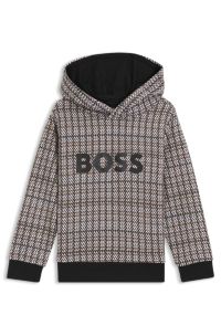 Kids' hoodie in cotton-blend fleece with printed pattern, Black