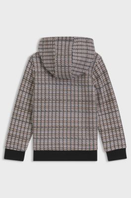Fleece kinderhoodie van een katoenmix met patroon, Zwart