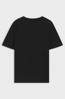 Kids' T-shirt in cotton jersey with logo artwork, Black