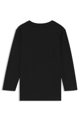 Kids' long-sleeved T-shirt in cotton with logo artwork, Black
