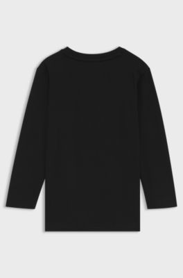 Kids' long-sleeved T-shirt in cotton with logo artwork, Black