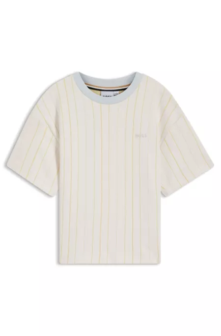 Camiseta para niños loose fit con rayas de hilo teñido