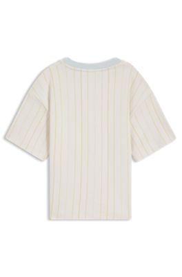 Kids' loose-fit T-shirt with yarn-dyed stripes, White