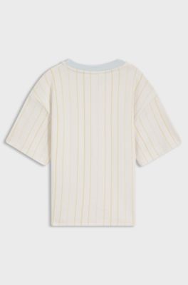 T-shirt da bambini dal fit morbido con righe tinte in filo, Bianco