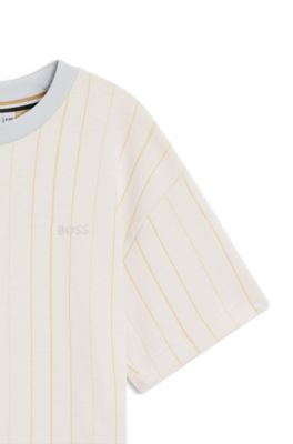 Kids' loose-fit T-shirt with yarn-dyed stripes, White