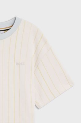 Kids' loose-fit T-shirt with yarn-dyed stripes, White