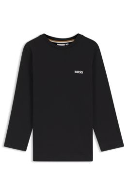 Kids' long-sleeved T-shirt in cotton with logo print, Black