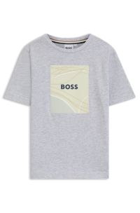 Kids' T-shirt in cotton jersey with logo artwork, Light Grey