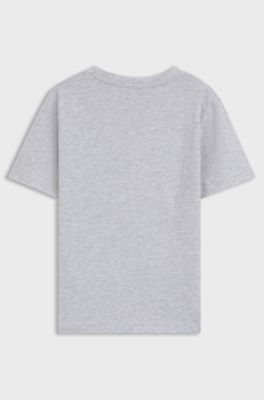 T-shirt til b&oslash;rn i bomuldsjersey med logografik, Lysegr&aring;