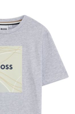 Kids' T-shirt in cotton jersey with logo artwork, Light Grey