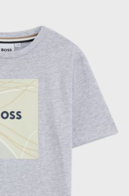 Kids' T-shirt in cotton jersey with logo artwork, Light Grey