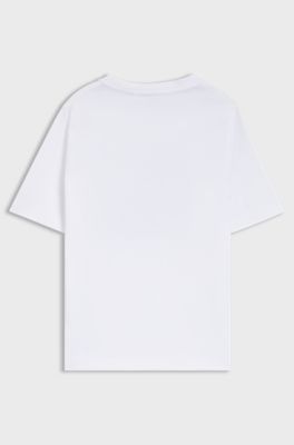 Kids' T-shirt in cotton with logo and monogram artwork, White