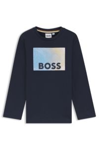 Kids' long-sleeved T-shirt in cotton with logo artwork, Dark Blue