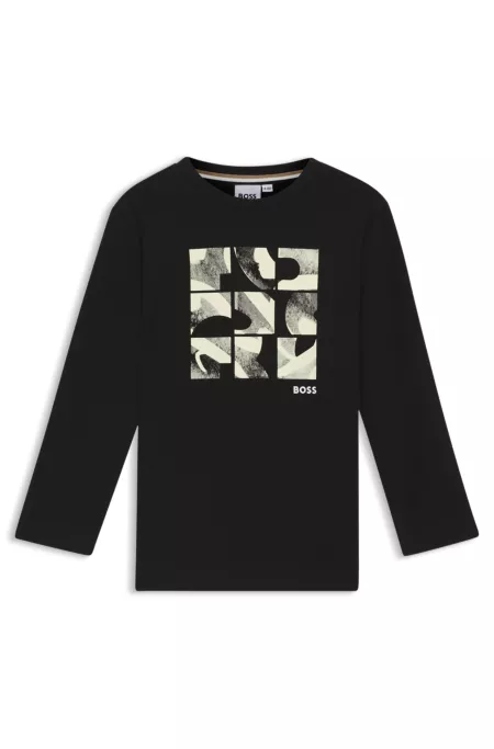 Camiseta de manga larga para niños de algodón con ilustración estampada