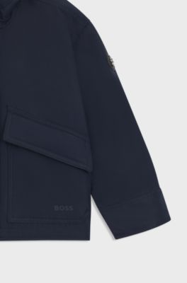 Giacca da bambini con cappuccio e logo stampato, Blu scuro