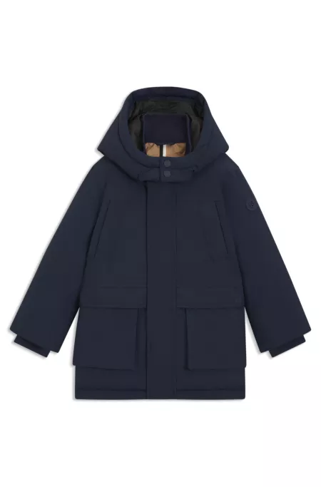 Parka en tissu ripstop à logo imprimé pour enfant