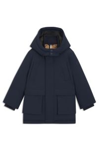 Kinderparka van ripstopmateriaal met logoprint, Donkerblauw