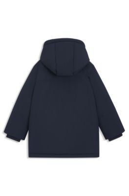 Parka da bambini in tessuto ripstop con logo stampato, Blu scuro