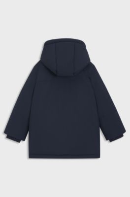 Parka da bambini in tessuto ripstop con logo stampato, Blu scuro