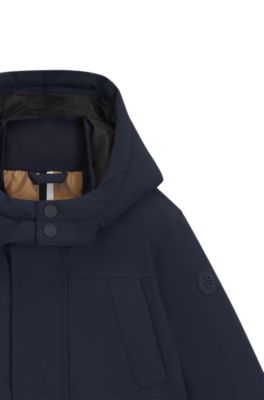 Parka da bambini in tessuto ripstop con logo stampato, Blu scuro