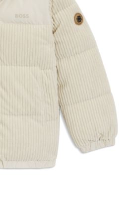 Kids' padded jacket with corduroy details, Light Beige