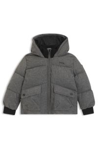 Veste matelassée effet flanelle à logo imprimé pour enfant, Gris sombre