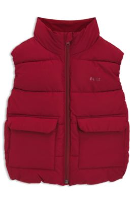 Kids' water-repellent gilet with logo print, Red