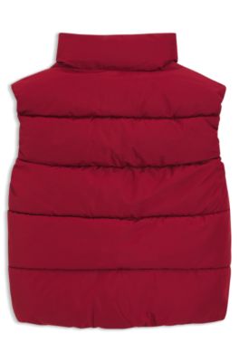 Kids' water-repellent gilet with logo print, Red