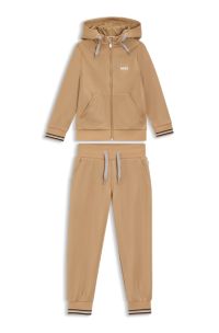 Survêtement en coton mélangé avec logo pour enfant, Marron