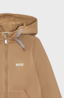 Tuta sportiva per bambini in misto cotone con logo, Marrone